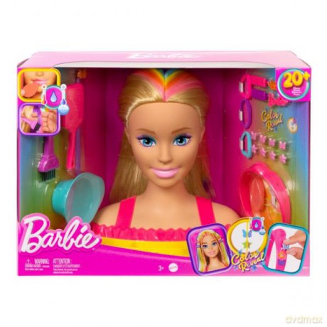 Barbie Głowa do stylizacji Neonowa tęcza blond włosy HMD78
