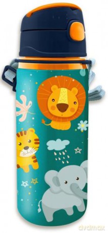 Bidon aluminiowy ze słomką 600ml Jungle KL11286 Kids butelka na wodę