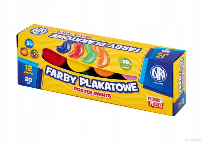 Farby plakatowe 12 kol x 20 ml Standard box Astra