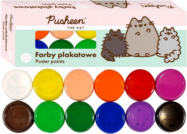 Farby plakatowe 12 kolorów 20 ml PUSHEEN mkmn