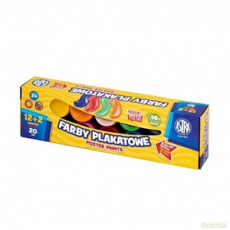 Farby plakatowe 12+2 kol x 20 ml Standard box Astra