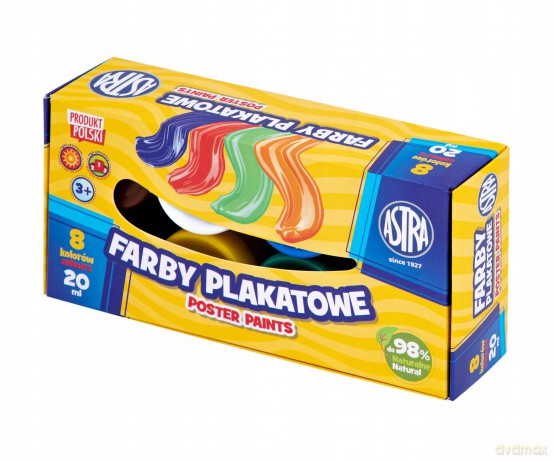 Farby plakatowe 8 kolorów x 20 ml Standard box