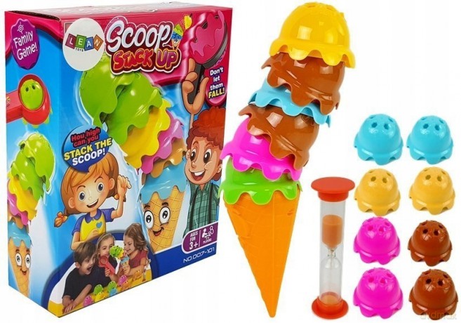 Gra Zręcznościowa Lody w Wafelku Kolorowa Piramidka Ułóż Wieżę Dla Całej Rodziny 7587 [GRA]