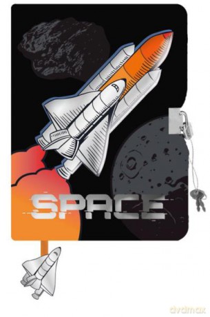 Pamiętnik z kłódką 3D włochacz A5 96k Space bambino premium