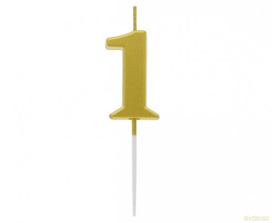 Świeczka piker B&C cyferka 1 metaliczna złota 9.5x2.3 cm BH-SPZ1