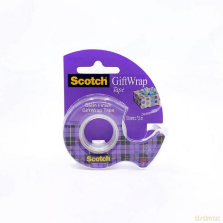 Taśma klejąca SCOTCH Gift Wrap, niewidoczna, do pakowania, na podajniku, 19mmx7,5m