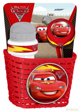 Zestaw rowerowy kosz bidon i dzwonek Disney Cars