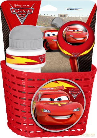 Zestaw rowerowy kosz bidon i dzwonek Disney Cars