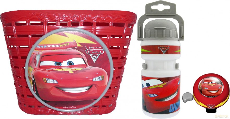 Zestaw rowerowy kosz bidon i dzwonek Disney Cars