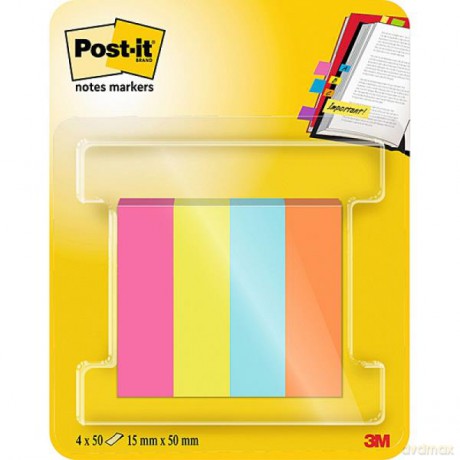 Znaczniki samoprzylepne Post-It indeksujące kolorowe neon 12,7x44,4mm 4x50 karteczek 3M