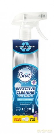 Brait Effective Cleaning Starter do czyszczenia szyb i luster (butelka+2 tabletki)