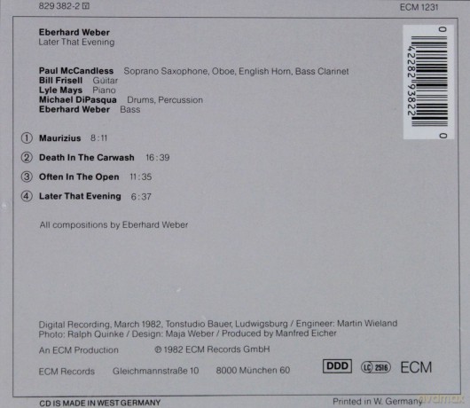 Eberhard Weber: Later That Evening [CD]