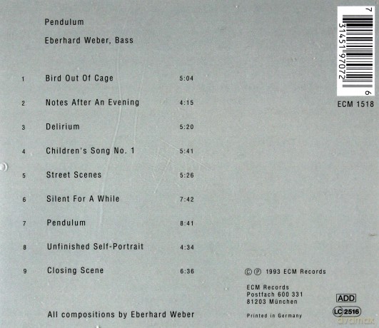 Eberhard Weber: Pendulum [CD]