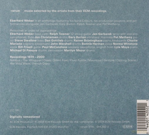 Eberhard Weber: Rarum Selected Recordings [CD]