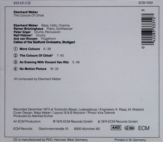 Eberhard Weber: The Colours Of Chloe [CD]