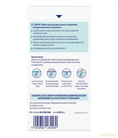 Nivea Plastry oczyszczające przeciw zaskórnikom 1op.-6szt