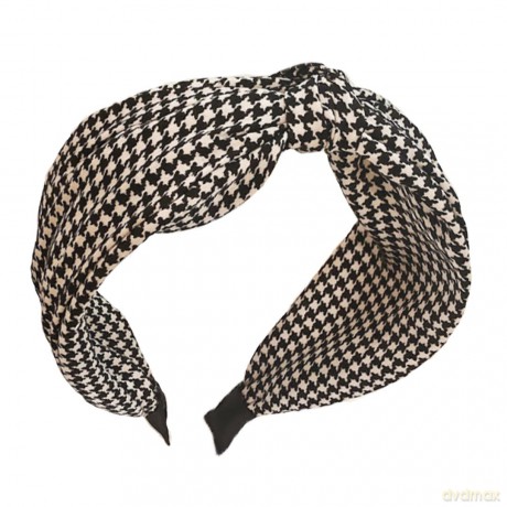 Opaska - turban do włosów - czarna pepitka