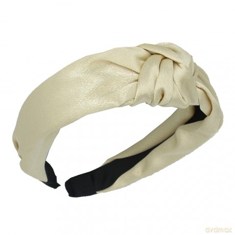 Satynowa Opaska - turban do włosów - beżowa