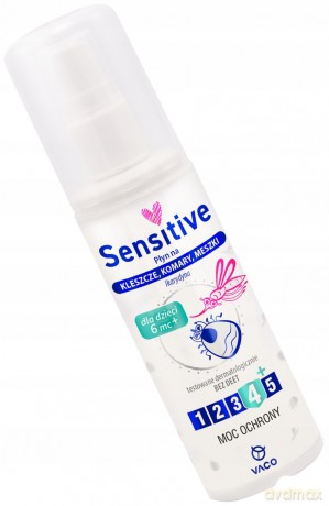 VACO Sensitive Płyn na kleszcze,komary,meszki - Ikarydyna 10% (od 6-go miesiąca życia) 80 ml