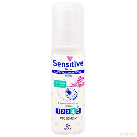 VACO Sensitive Płyn na kleszcze,komary,meszki - Ikarydyna 10% (od 6-go miesiąca życia) 80 ml