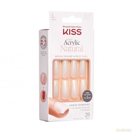 KISS Adhesive nails Salon Acrylic Natura l Nails - Bareskinned 28 pcs