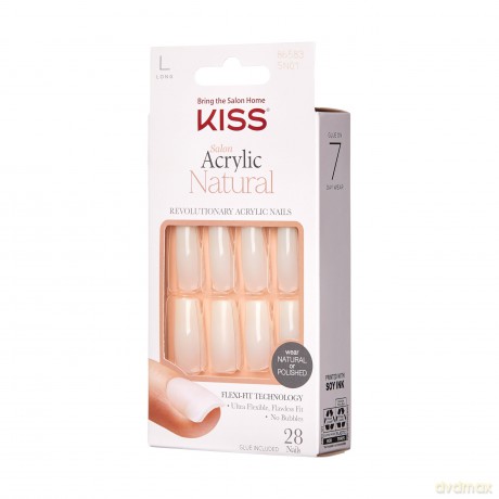 KISS Adhesive nails Salon Acrylic Natura l Nails - Bareskinned 28 pcs