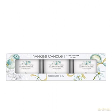 Yankee Candle Set of votive candles in Baby Powder glass 3 x 37 g