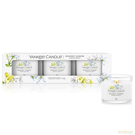 Yankee Candle Midnight Jasmine Glass Votive Candle Set 3 x 37g