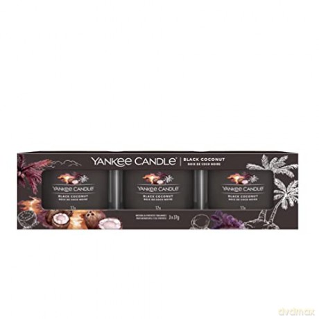 Yankee Candle Set of votive candles in Black Coconut glass 3 x 37 g