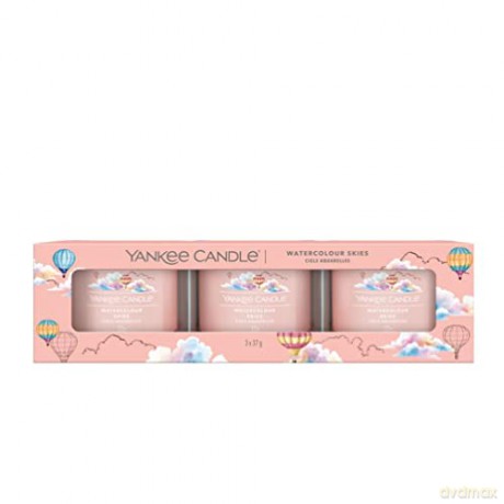 Yankee Candle Set of votive candles in Watercolor Skies glass 3 x 37 g