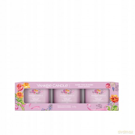 Yankee Candle Hand Tied Blooms Glass Votive Candle Set 3 x 37g