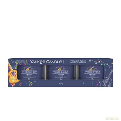 Yankee Candle Set of Votive Candles in Glass Twilight Tunes 3 x 37g