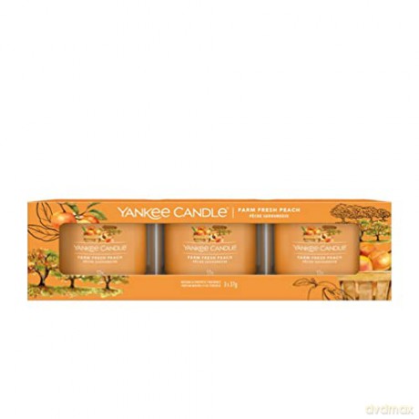 Yankee Candle Farm Fresh Peach Glass Votive Candle Set 3 x 37g