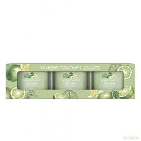 Yankee Candle Set of votive candles in Vanilla Lime glass 3 x 37 g