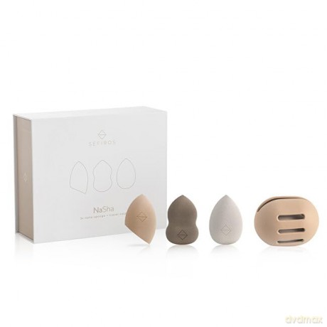 Sefiros NaSha makeup sponge set 4, 3 pcs + travel case