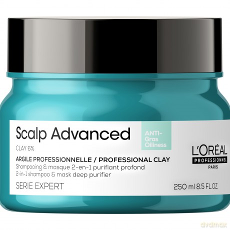 L´Oréal Professionnel Shampoo and mask for oily scalp 2 in 1 Scalp Advanced (Anti-Oiliness 2-in-1 Clay) 250 ml