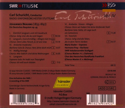 Schuricht: Ein Deutsches Requiem [CD]