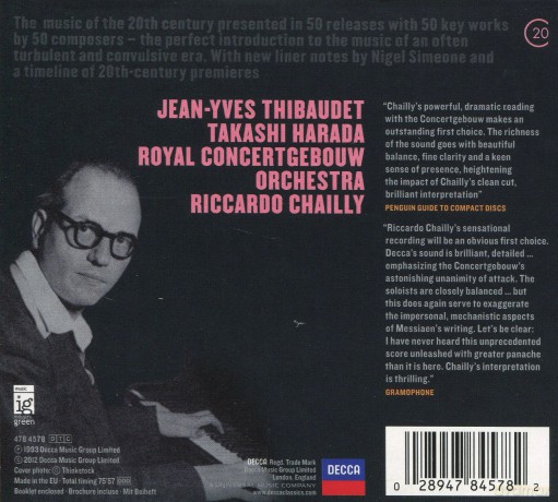 Riccardo Chailly: Messiaen:Turangalila Symphony (20C) (digipack) [CD]
