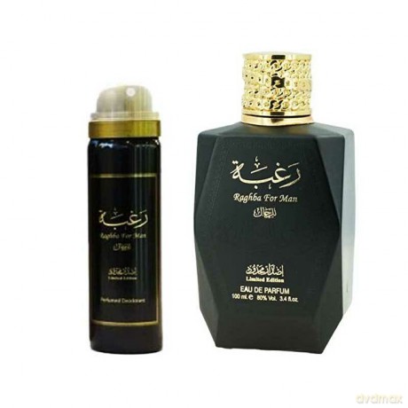 Lattafa Raghba For Men - Woda perfumowana 100 ml + dezodorant w sprayu 50 ml