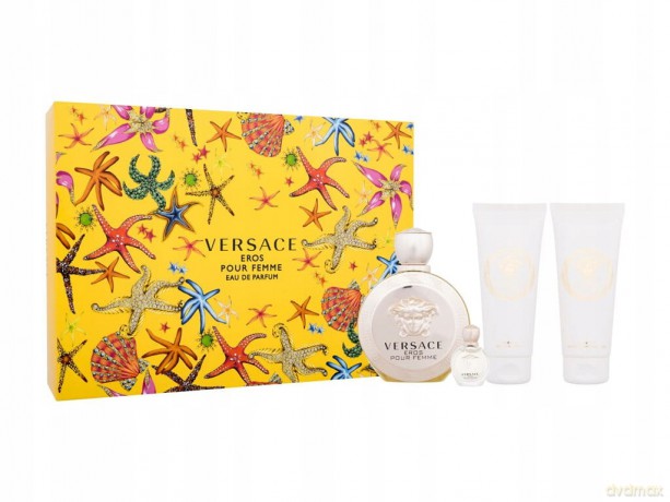 Versace Eros Pour Femme - Woda perfumowana 100 ml + źel pod prysznic 100 ml + balsam 100 ml + Woda perfumowana 5 ml