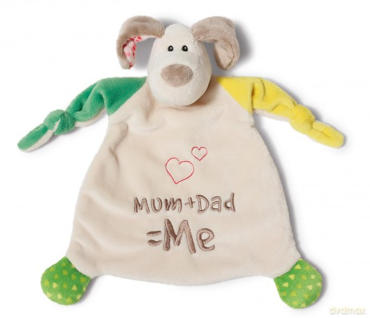 My First NICI Przytulanka pocieszyciel pieseik "Mum+Dad=Me" 25x25 cm