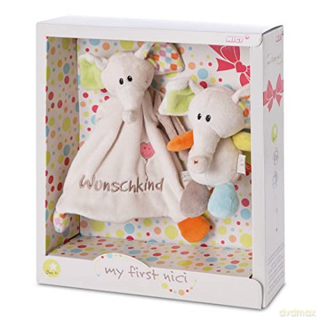 My First NICI zestaw przytulanka słonik i kocyk Soft 18 cm