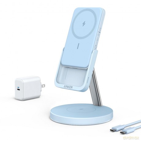Anker ładowarka indukcyjna z powerbankiem Anker PowerWave Mag-Go 2in1 Stand niebieska