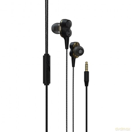 Devia słuchawki przewodowe Smart Dual jack 3,5mm czarne dokanałowe