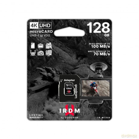 GoodRam karta pamięci IRDM 128GB microSD UHS-I U3 V30 z adapterem