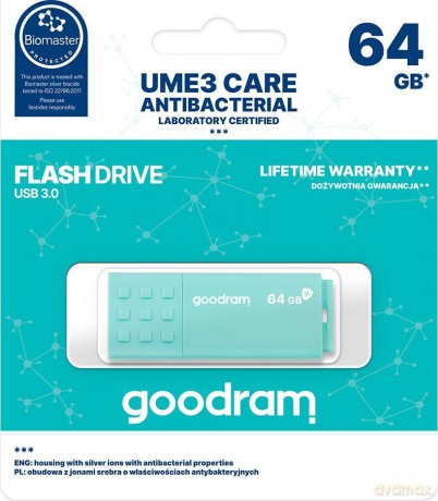 Goodram pendrive 64GB USB 3.0 UME3 Care jasnozielony