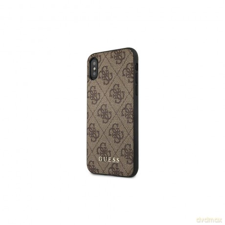 Guess nakładka do iPhone XS Max GUHCI65G4GFBR hardcase PU 4G Metal Gold Logo brązowa [ETUI]