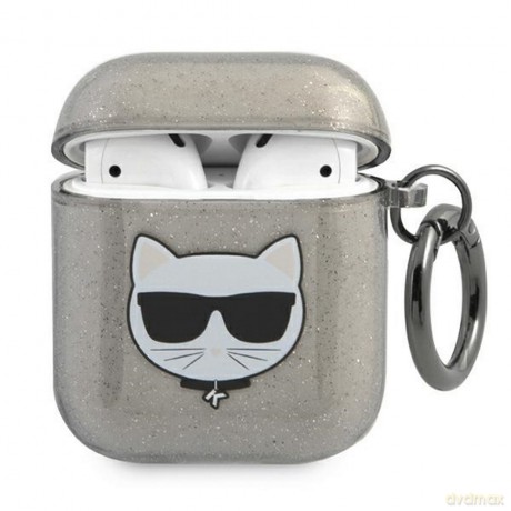 Karl Lagerfeld etui do Airpods KLA2UCHGK czarne Glitter Choupette [ETUI]