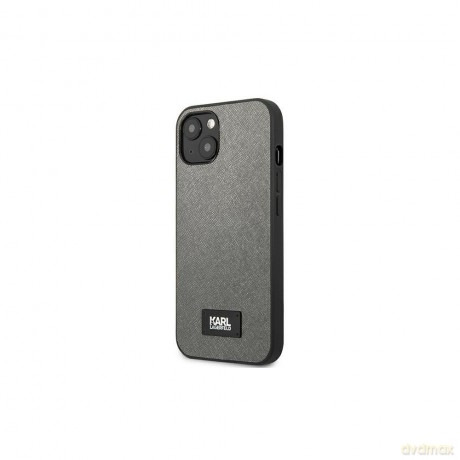 Karl Lagerfeld nakładka do iPhone 13 KLHCP13MSFMP2DG srebrna hard case Saffiano Logo [ETUI]