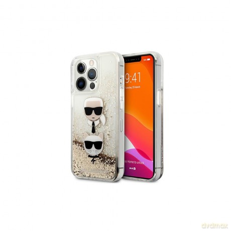 Karl Lagerfeld nakładka do iPhone 13 Pro Max 6,7" KLHCP13XKICGLD złota hard case Liquid Glitter Karl&Choupette Head [ETUI]